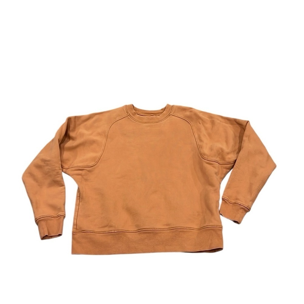 Girlfriend Collective cotton cropped crew neck sweatshirt in orange size 2
